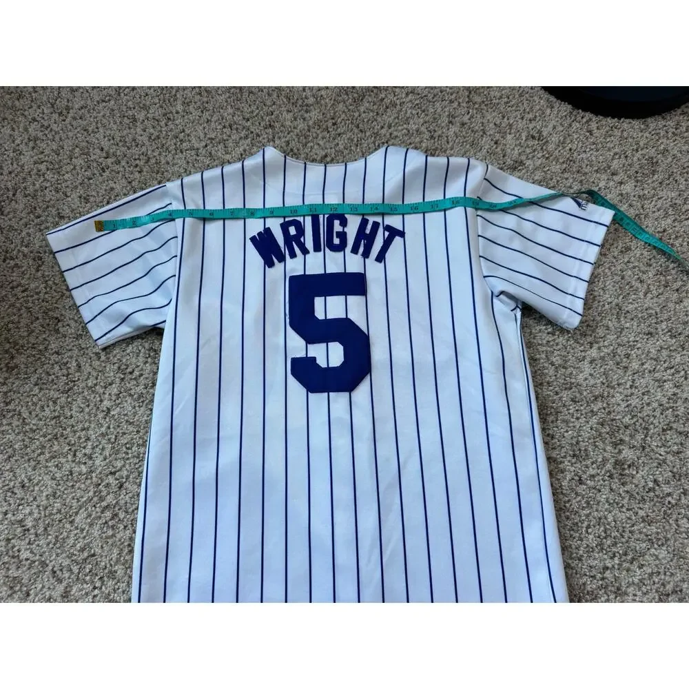 Majestic Men’s MLB Baseball Jersey Medium Mets David Wright #5 White Pinstripe